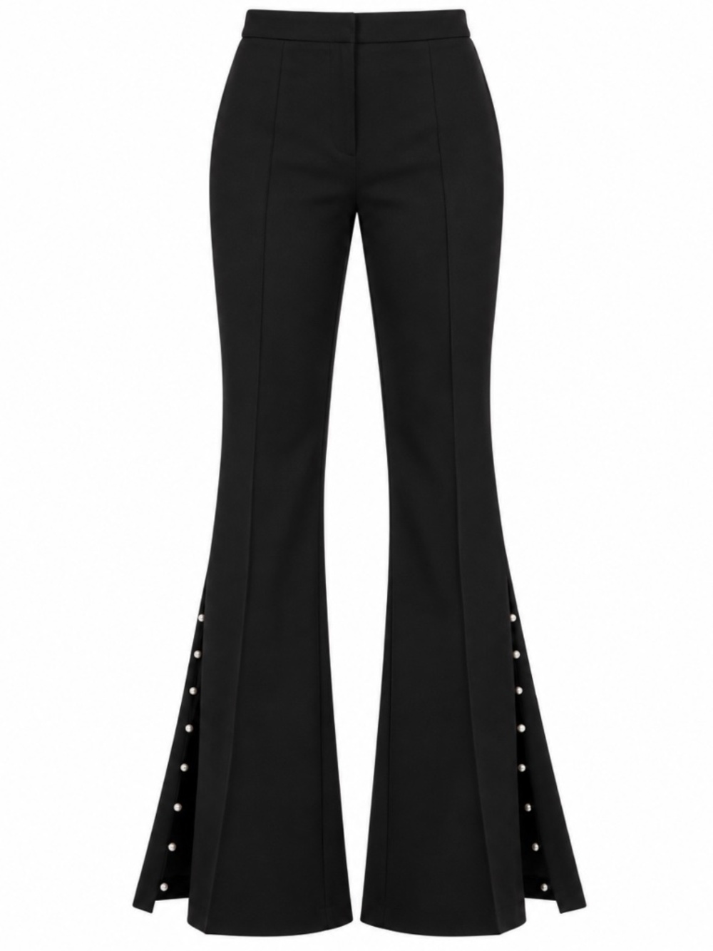 Black Flare Pants Studded Side Slit Hem Dress Pants 30” Waist